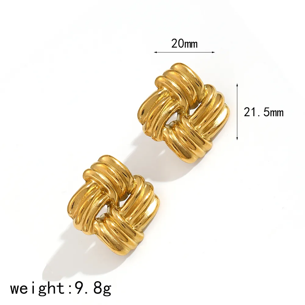 1 Pair Vintage Style Classic Style Geometric Plating 304 Stainless Steel 18K Gold Plated Ear Studs display picture 5