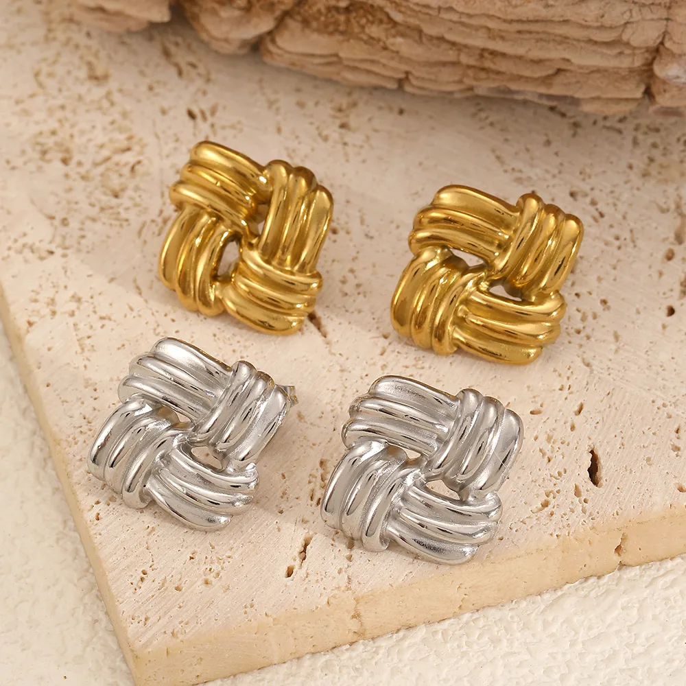 1 Pair Vintage Style Classic Style Geometric Plating 304 Stainless Steel 18K Gold Plated Ear Studs display picture 1