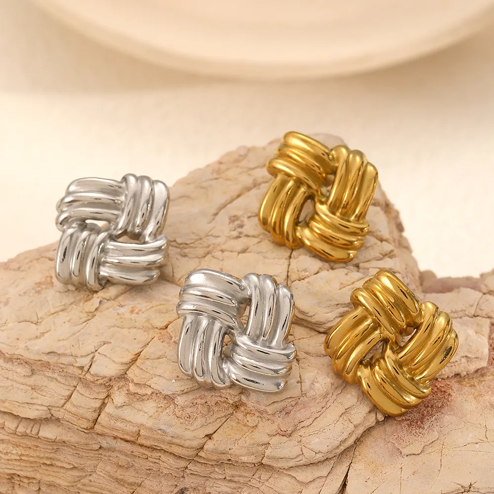 1 Pair Vintage Style Classic Style Geometric Plating 304 Stainless Steel 18K Gold Plated Ear Studs display picture 2