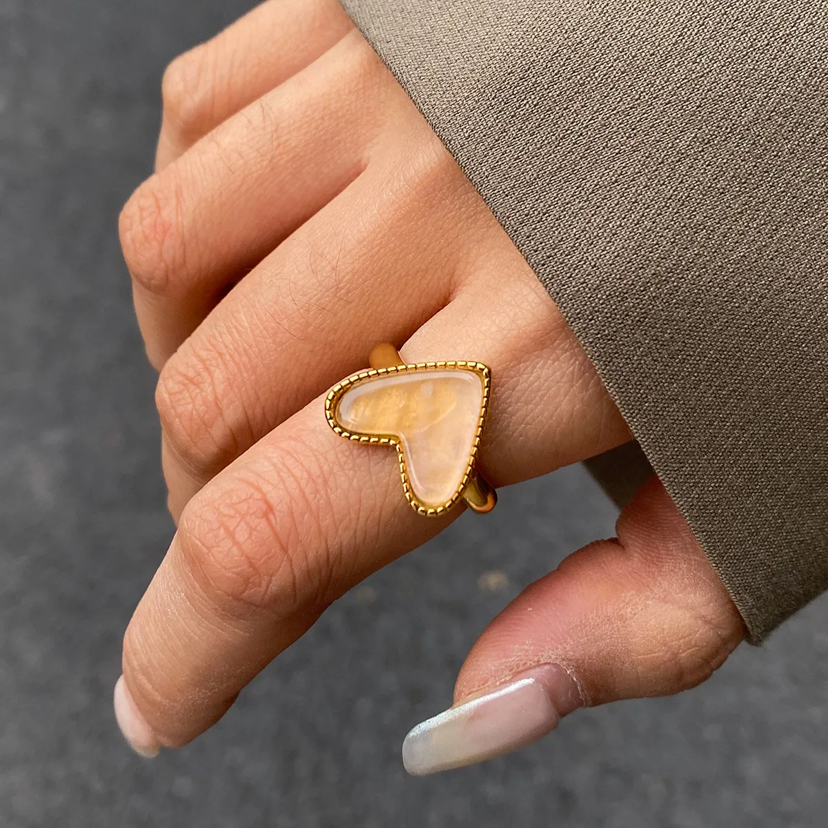 Modern Style Classic Style Heart Shape 316 Stainless Steel  Women's Adjustable Ring display picture 10