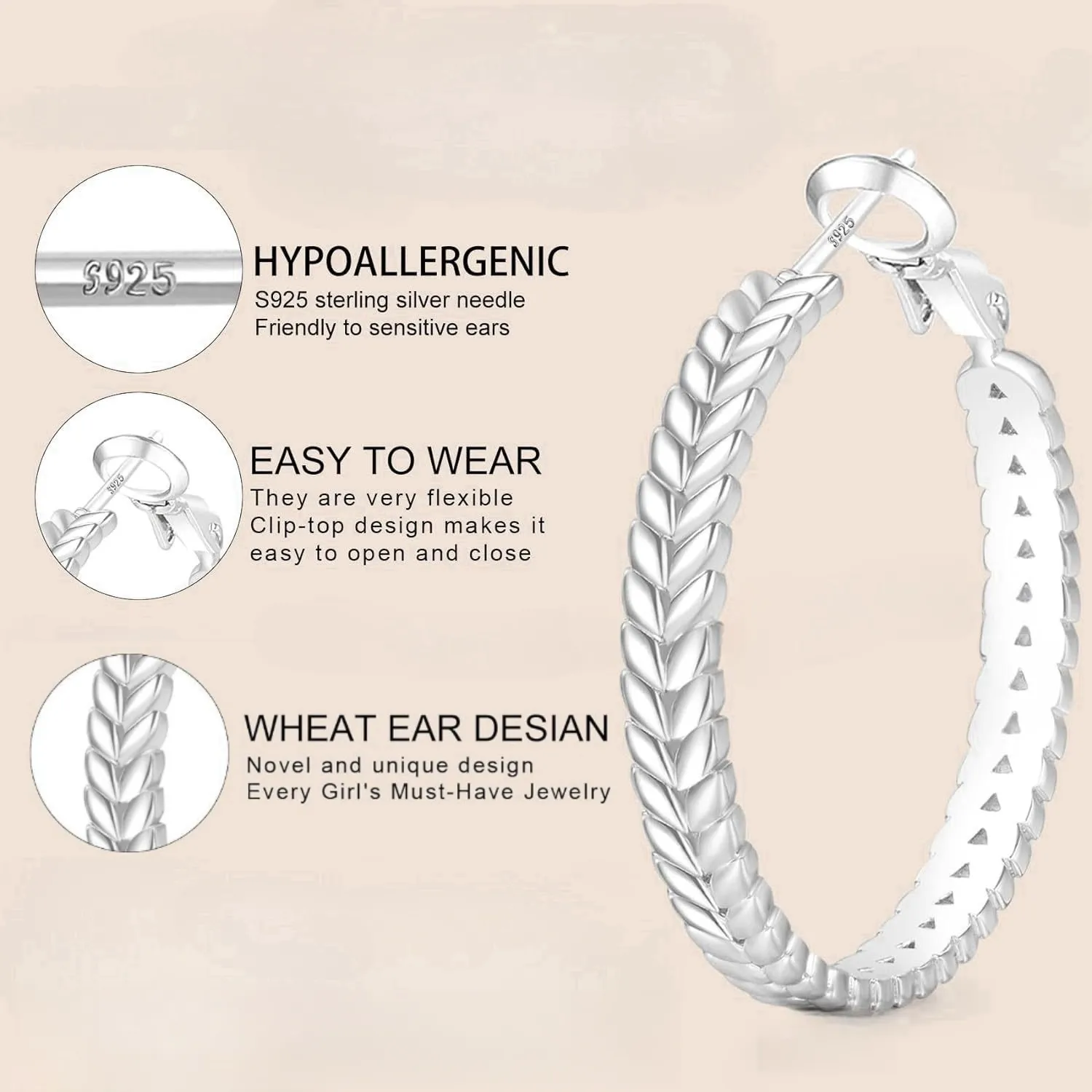 1 Pair Simple Style Classic Style Grain Plating Copper Earrings display picture 4