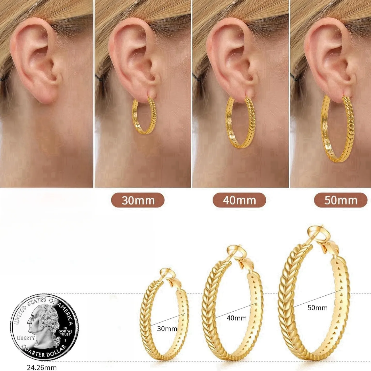 1 Pair Simple Style Classic Style Grain Plating Copper Earrings display picture 5
