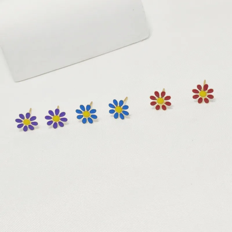 3 Pairs Cute Pastoral Commute Flower 304 Stainless Steel 18K Gold Plated Ear Studs display picture 7