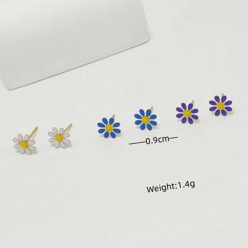 3 Pairs Cute Pastoral Commute Flower 304 Stainless Steel 18K Gold Plated Ear Studs display picture 4