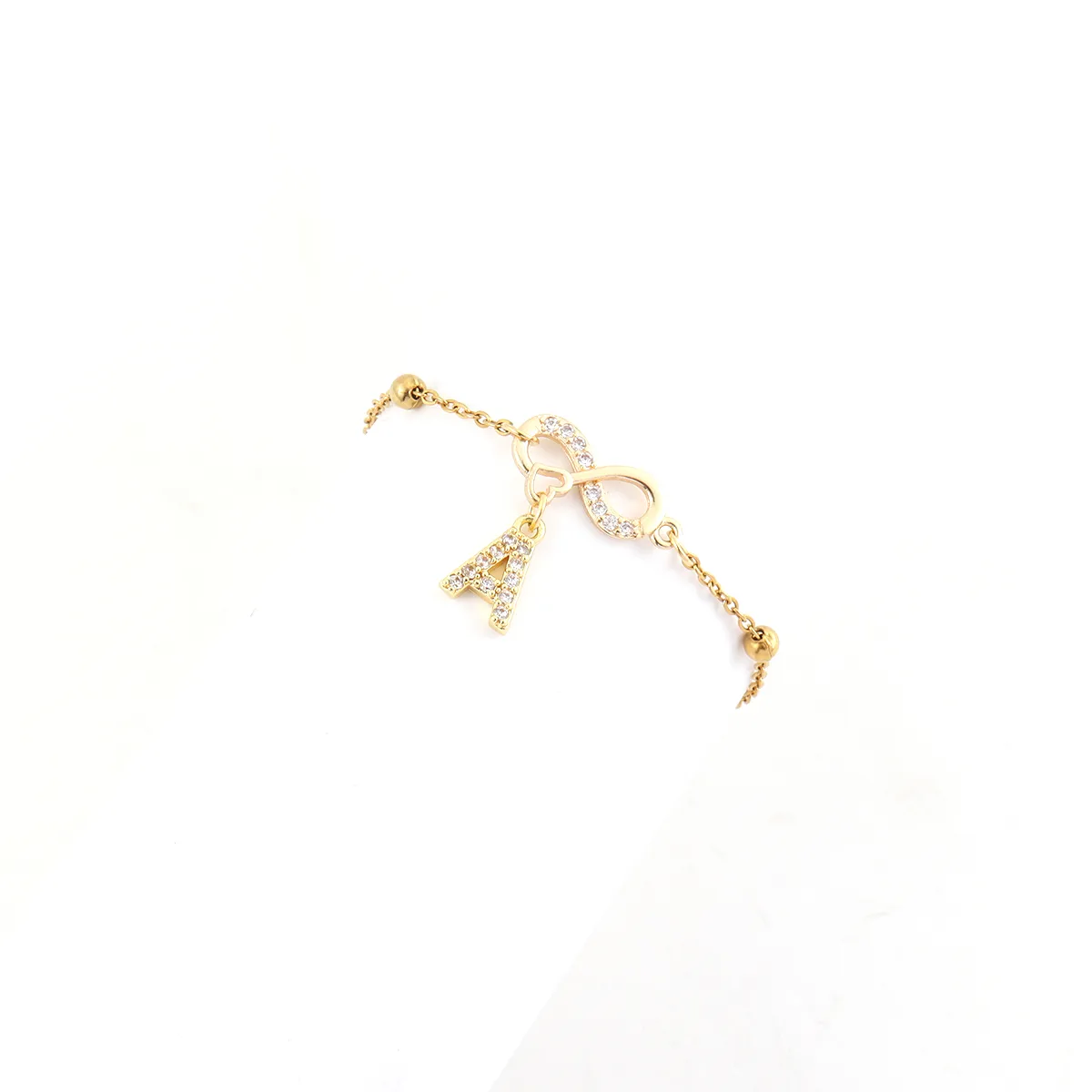 Elegant Simple Style Letter Infinity 201 Stainless Steel Copper Zircon Women's Bracelets display picture 2