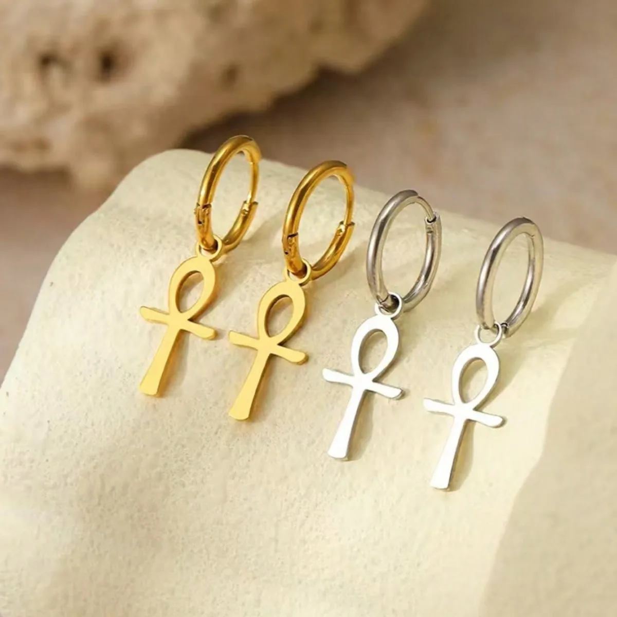 1 Pair Simple Style Solid Color 304 Stainless Steel Drop Earrings display picture 2
