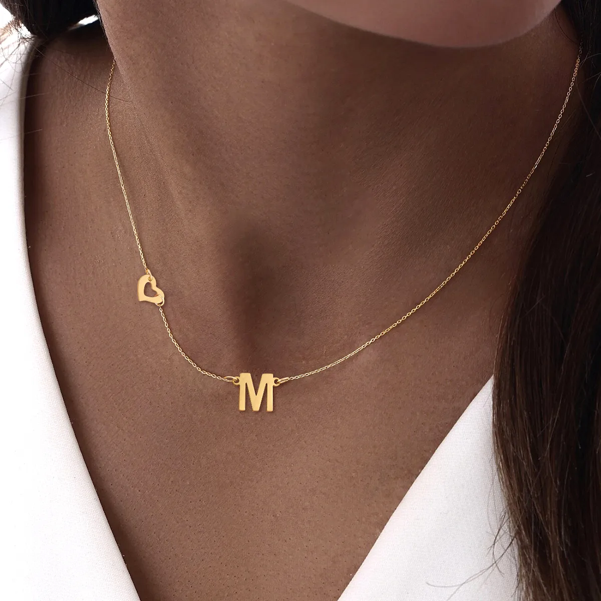 Simple Style Classic Style Letter Heart Shape 201 Stainless Steel 304 Stainless Steel Women's Pendant Necklace display picture 1