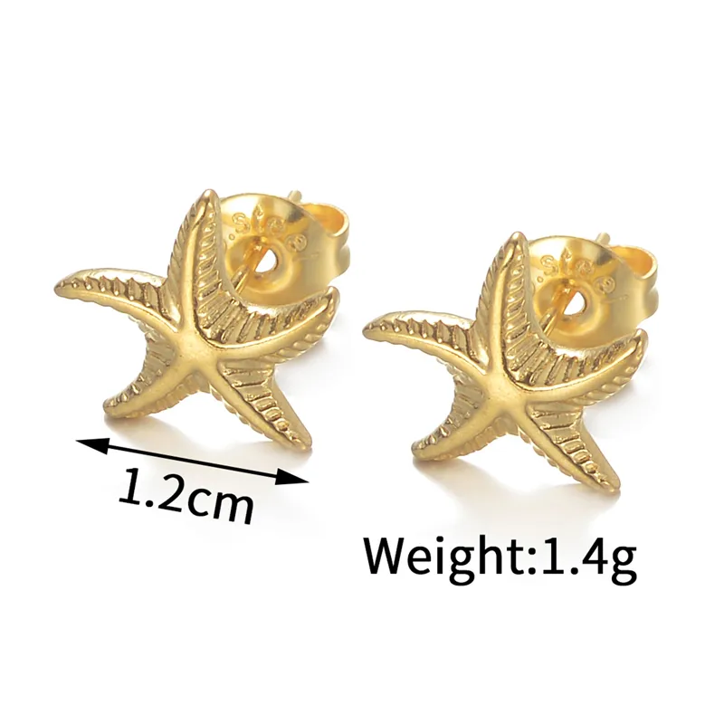 1 Pair Marine Style Classic Style Starfish Turtle 304 Stainless Steel 18K Gold Plated Ear Studs display picture 1