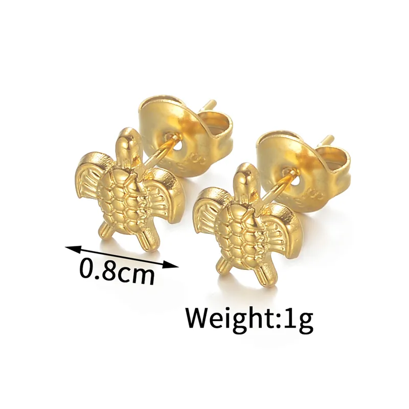 1 Pair Marine Style Classic Style Starfish Turtle 304 Stainless Steel 18K Gold Plated Ear Studs display picture 2