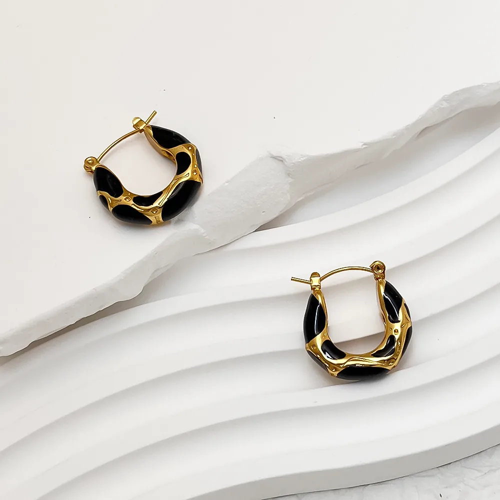 Vacation Classic Style Snakeskin Enamel 304 Stainless Steel 18K Gold Plated Earrings display picture 1
