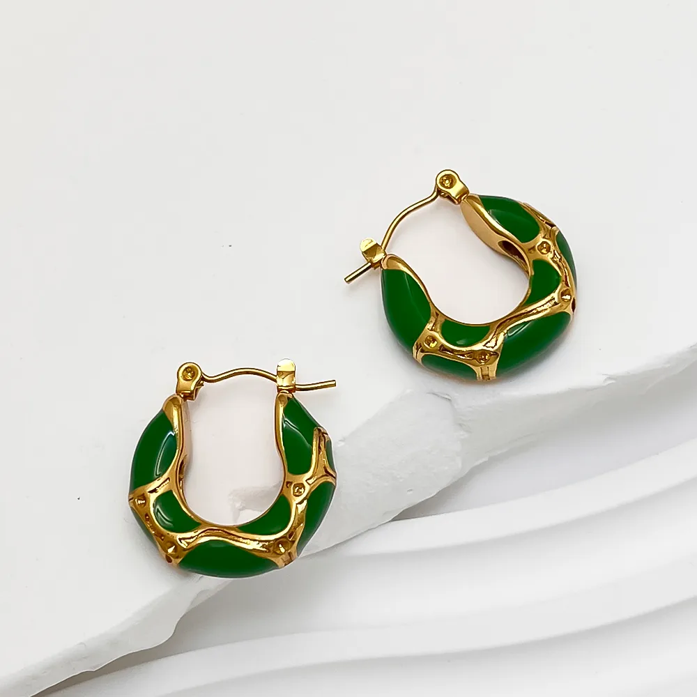 Vacation Classic Style Snakeskin Enamel 304 Stainless Steel 18K Gold Plated Earrings display picture 2