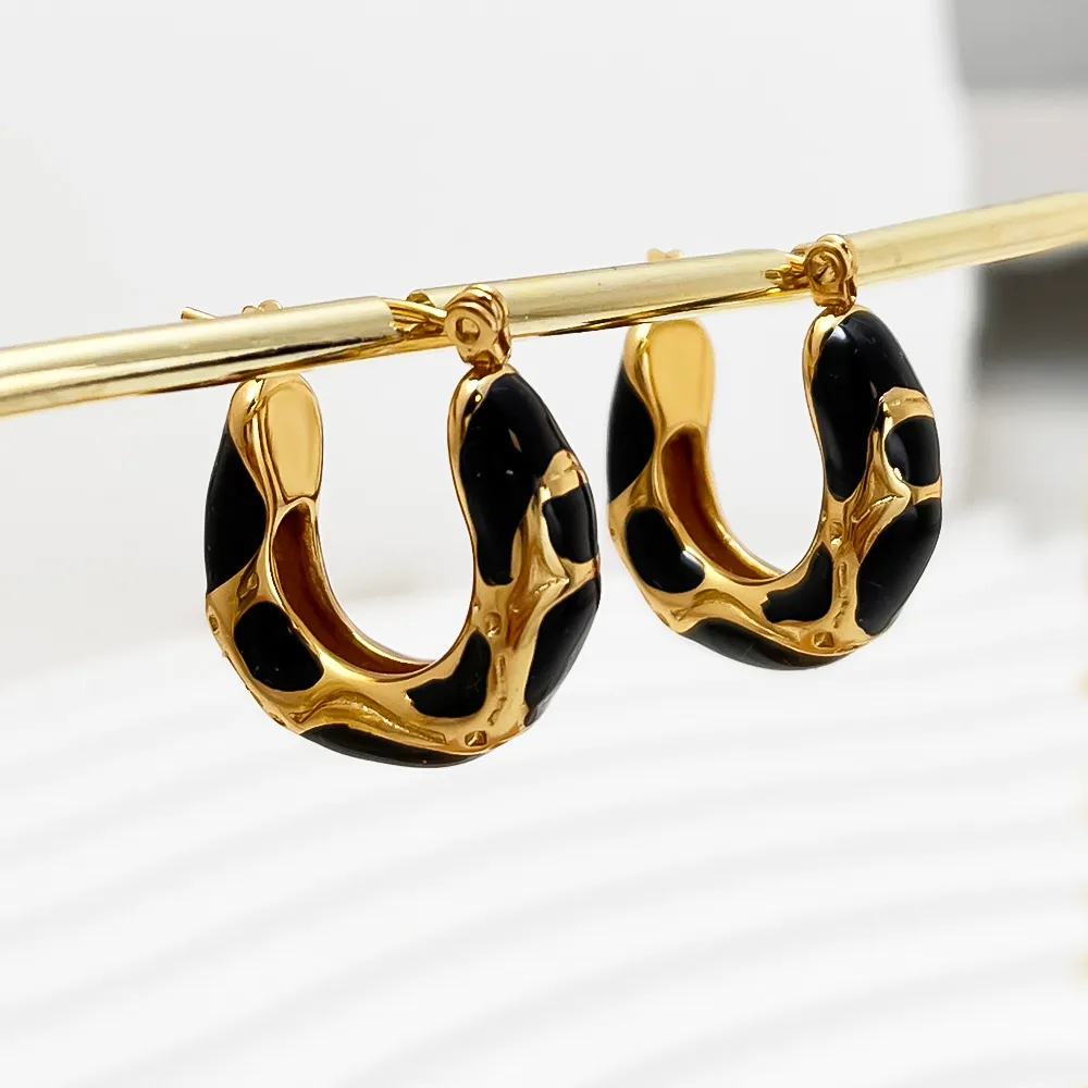 Vacation Classic Style Snakeskin Enamel 304 Stainless Steel 18K Gold Plated Earrings display picture 5