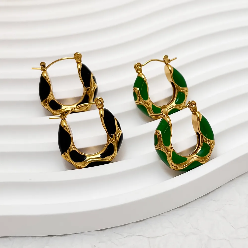 Vacation Classic Style Snakeskin Enamel 304 Stainless Steel 18K Gold Plated Earrings display picture 6