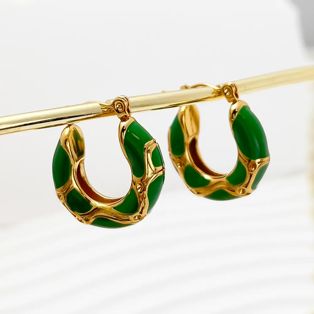 Vacation Classic Style Snakeskin Enamel 304 Stainless Steel 18K Gold Plated Earrings display picture 3
