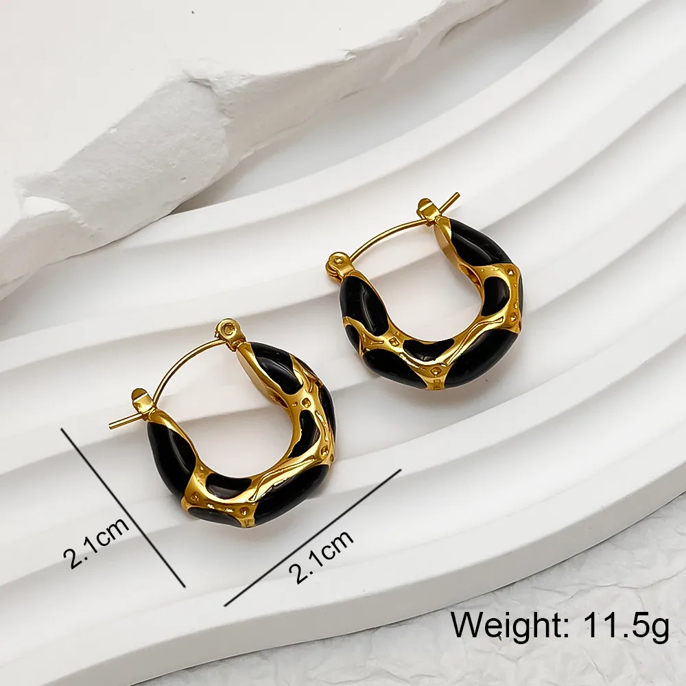 Vacation Classic Style Snakeskin Enamel 304 Stainless Steel 18K Gold Plated Earrings display picture 10