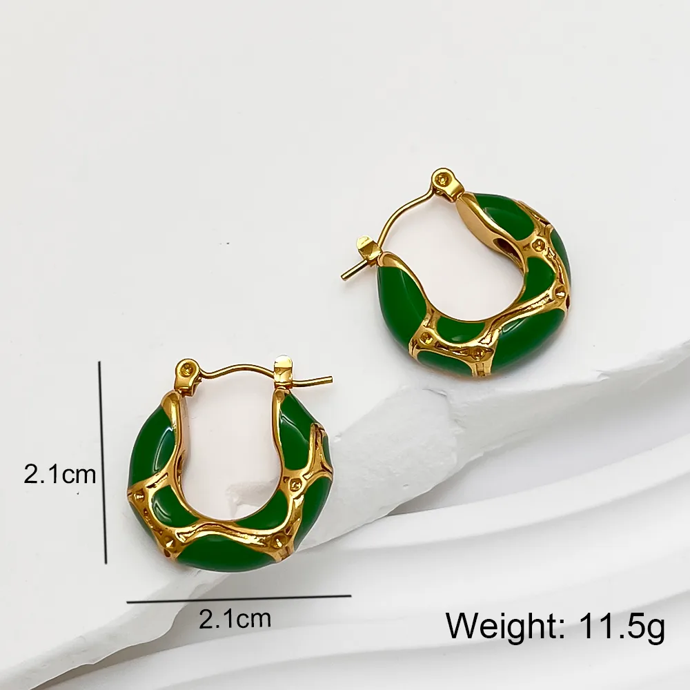 Vacation Classic Style Snakeskin Enamel 304 Stainless Steel 18K Gold Plated Earrings display picture 7