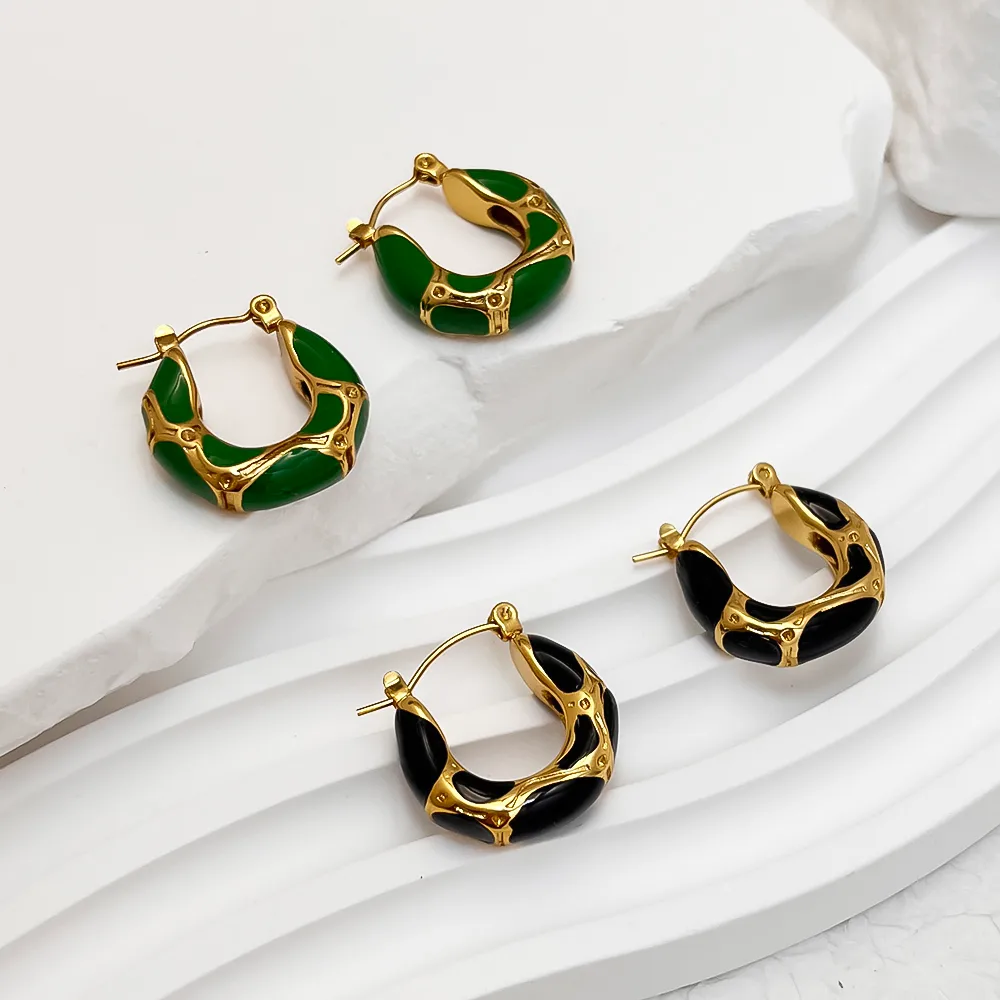 Vacation Classic Style Snakeskin Enamel 304 Stainless Steel 18K Gold Plated Earrings display picture 12