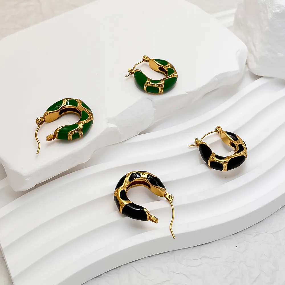 Vacation Classic Style Snakeskin Enamel 304 Stainless Steel 18K Gold Plated Earrings display picture 11
