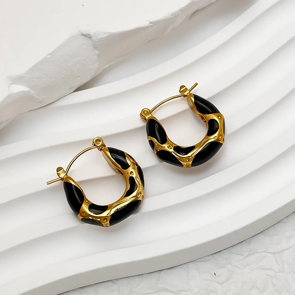 Vacation Classic Style Snakeskin Enamel 304 Stainless Steel 18K Gold Plated Earrings display picture 13