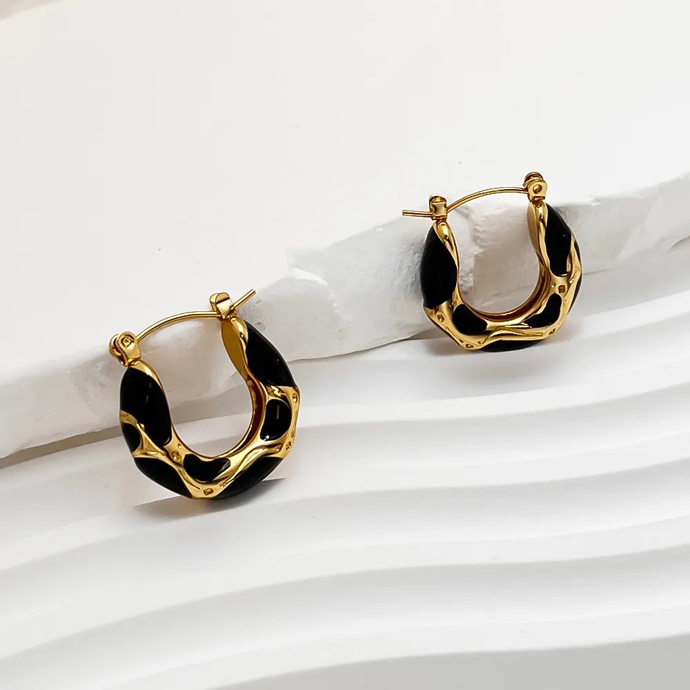 Vacation Classic Style Snakeskin Enamel 304 Stainless Steel 18K Gold Plated Earrings display picture 14