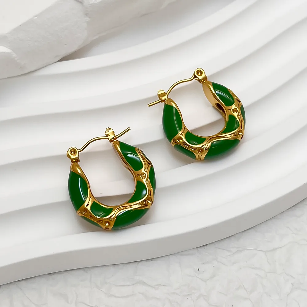 Vacation Classic Style Snakeskin Enamel 304 Stainless Steel 18K Gold Plated Earrings display picture 15