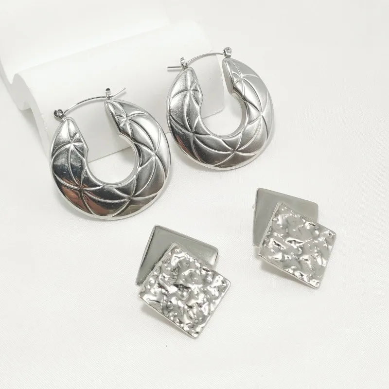 1 Pair Luxurious Commute Square 304 Stainless Steel Earrings Ear Studs display picture 1