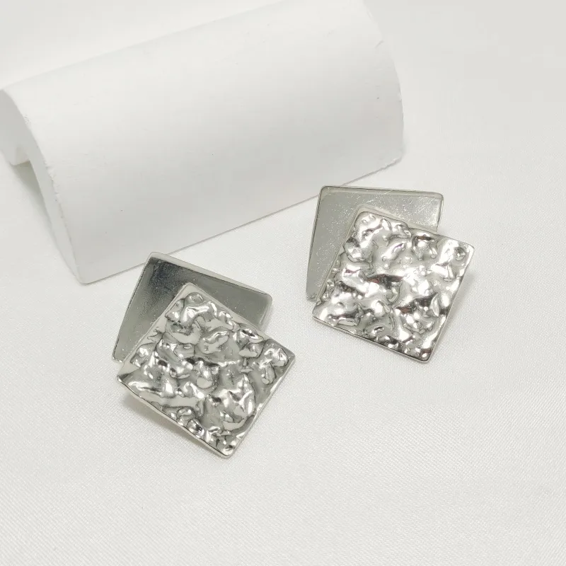 1 Pair Luxurious Commute Square 304 Stainless Steel Earrings Ear Studs display picture 3