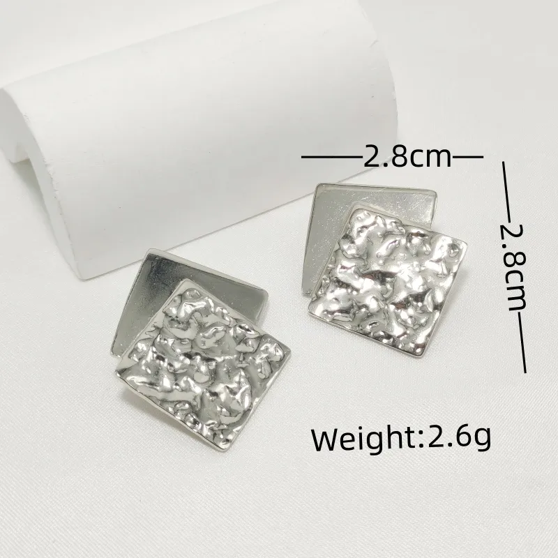1 Pair Luxurious Commute Square 304 Stainless Steel Earrings Ear Studs display picture 5