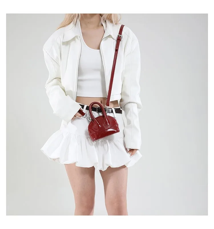 Women's Pu Leather Solid Color Streetwear Square Zipper Shoulder Bag display picture 8