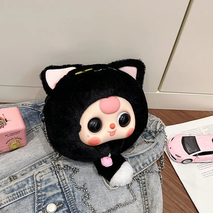 Women's Plush Cartoon Cute Round Zipper Shoulder Bag display picture 9