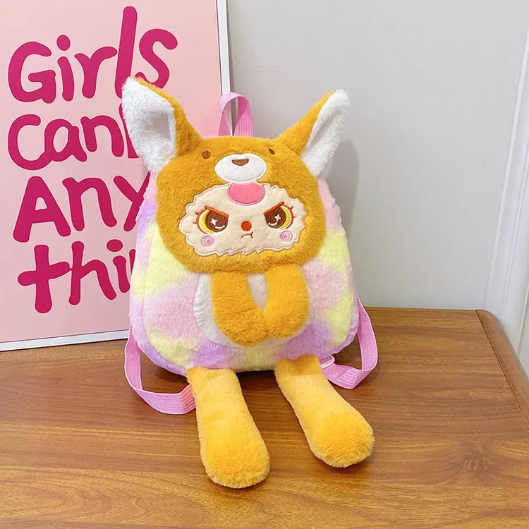 Women's Plush Animal Cartoon Cute Square Zipper Functional Backpack display picture 7