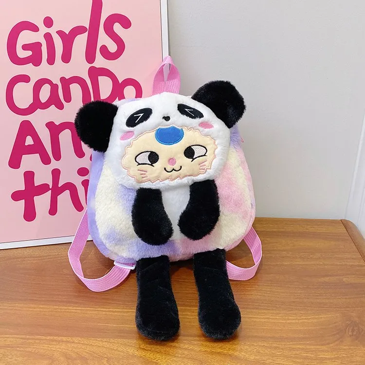 Women's Plush Animal Cartoon Cute Square Zipper Functional Backpack display picture 9