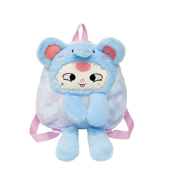 Women's Plush Animal Cartoon Cute Square Zipper Functional Backpack display picture 8