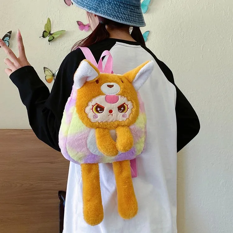 Women's Plush Animal Cartoon Cute Square Zipper Functional Backpack display picture 20
