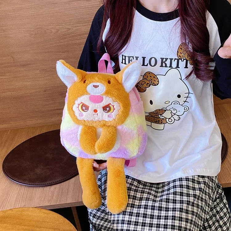 Women's Plush Animal Cartoon Cute Square Zipper Functional Backpack display picture 21