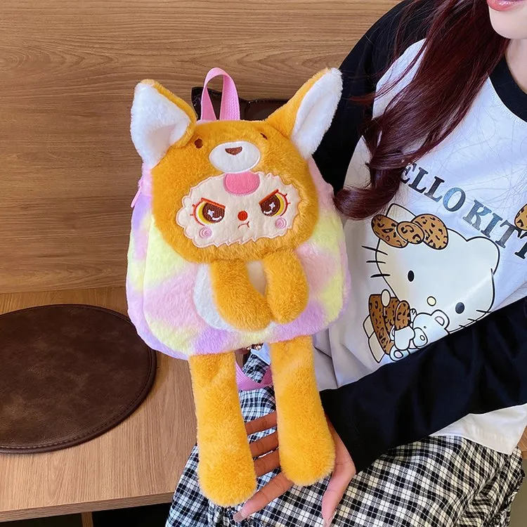Women's Plush Animal Cartoon Cute Square Zipper Functional Backpack display picture 16