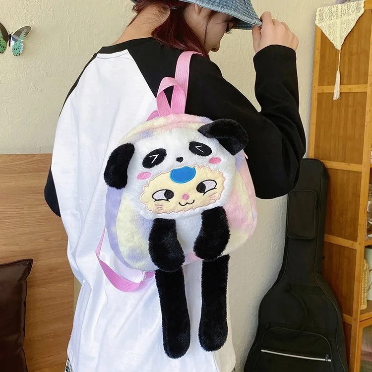 Women's Plush Animal Cartoon Cute Square Zipper Functional Backpack display picture 13