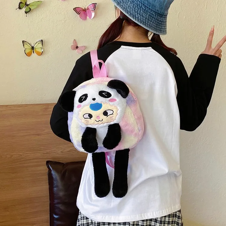 Women's Plush Animal Cartoon Cute Square Zipper Functional Backpack display picture 30