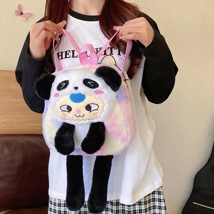 Women's Plush Animal Cartoon Cute Square Zipper Functional Backpack display picture 27