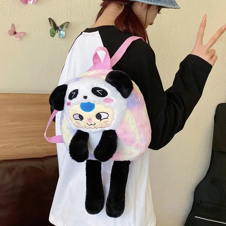 Women's Plush Animal Cartoon Cute Square Zipper Functional Backpack display picture 15