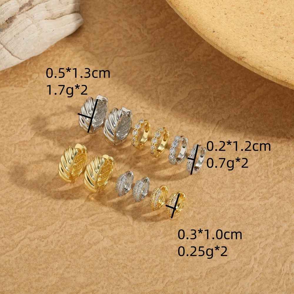 1 Pair Elegant Retro Vintage Style Twist Inlay Copper Zircon 14K Gold Plated Earrings display picture 6