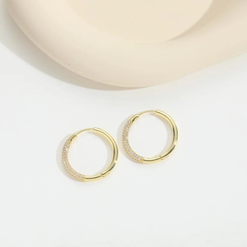 1 Pair Elegant Retro Vintage Style Round Inlay Copper Zircon 14K Gold Plated Earrings display picture 3