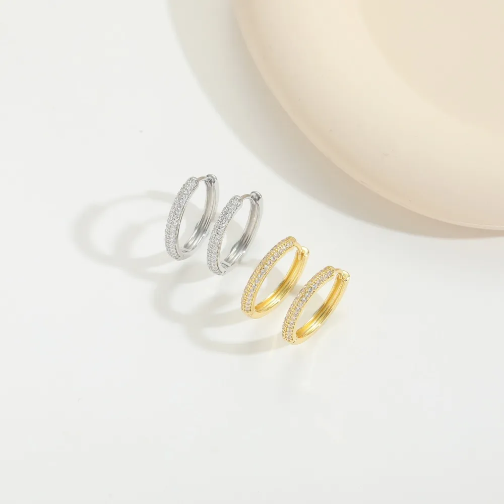 1 Pair Elegant Retro Vintage Style Round Inlay Copper Zircon 14K Gold Plated Earrings display picture 1