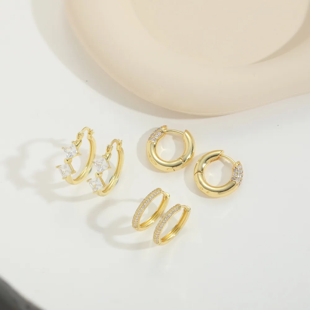 1 Pair Elegant Retro Vintage Style Round Inlay Copper Zircon 14K Gold Plated Earrings display picture 4