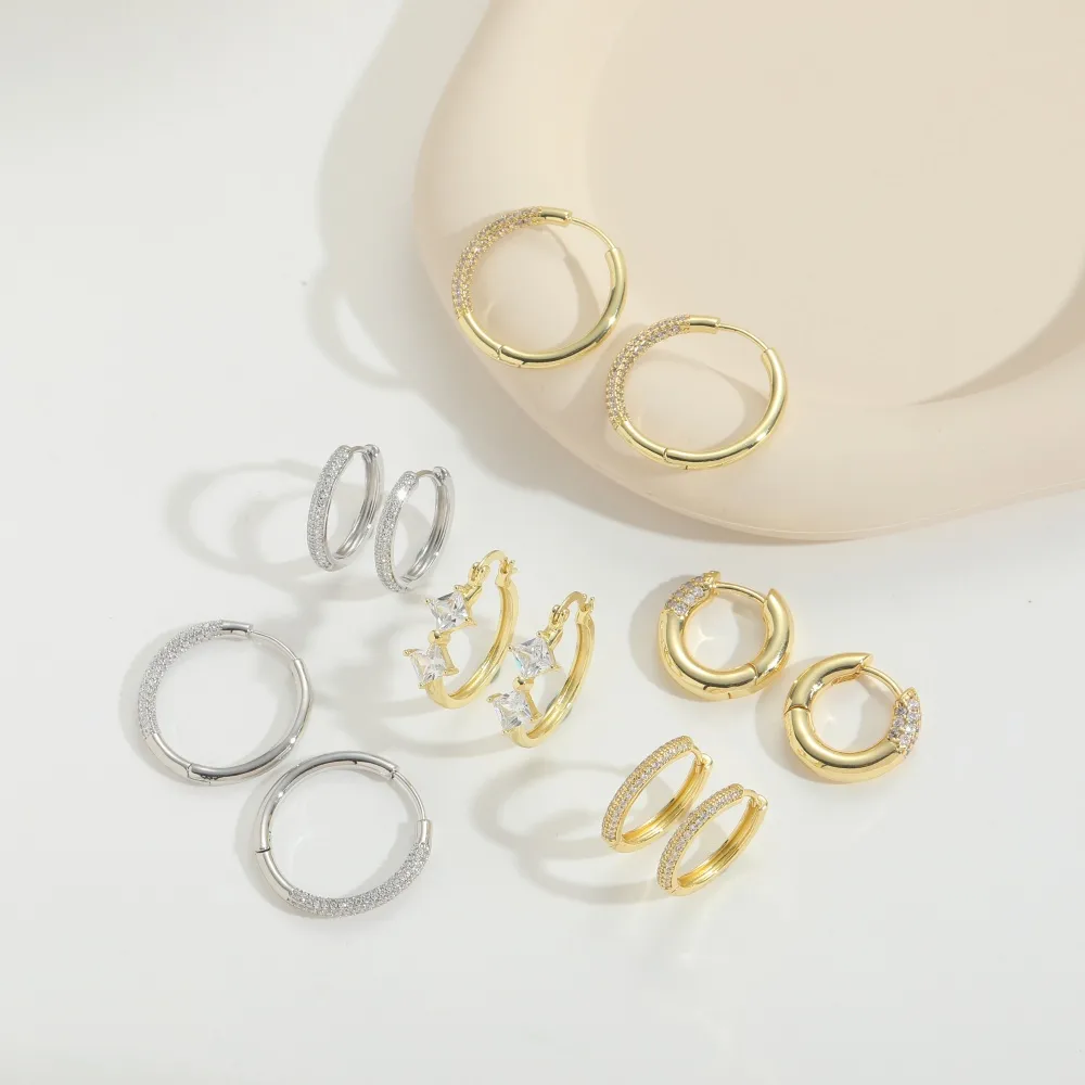 1 Pair Elegant Retro Vintage Style Round Inlay Copper Zircon 14K Gold Plated Earrings display picture 2