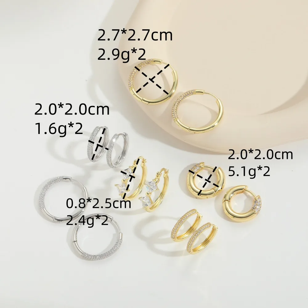 1 Pair Elegant Retro Vintage Style Round Inlay Copper Zircon 14K Gold Plated Earrings display picture 5
