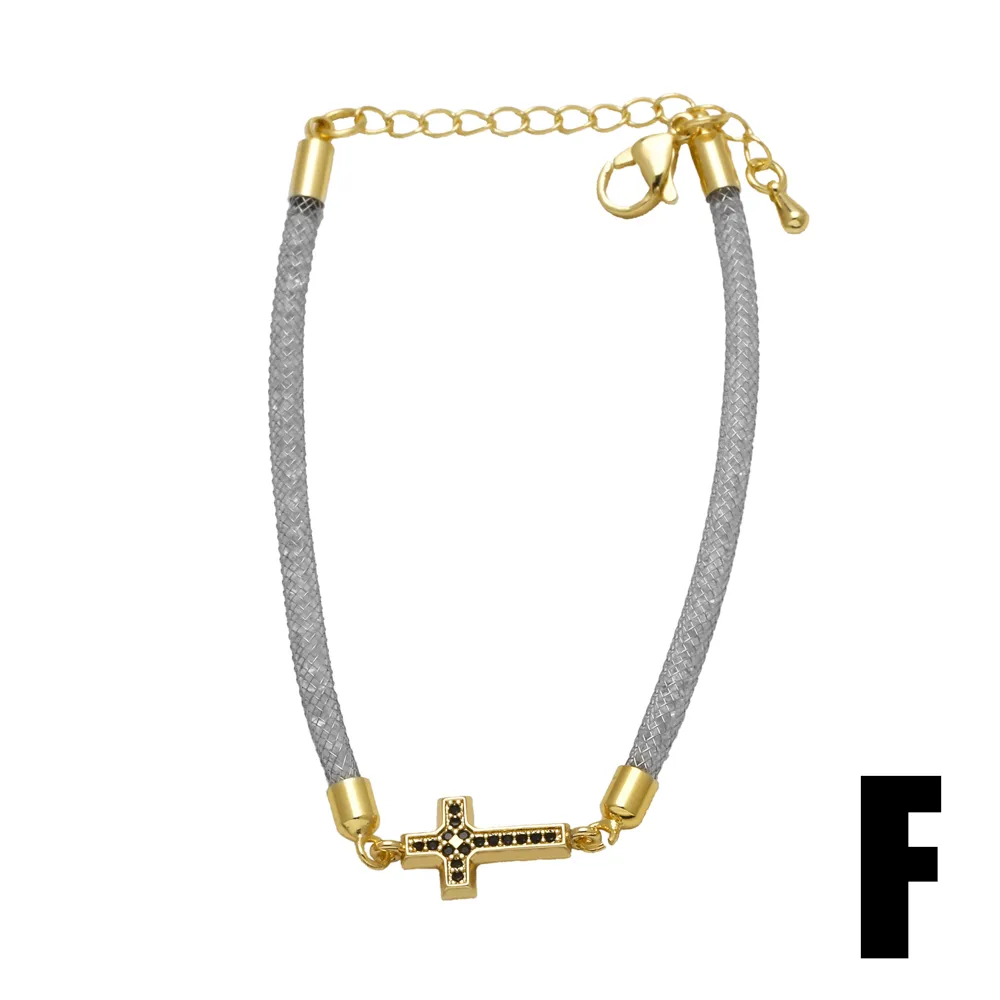 Elegant Simple Style Streetwear Cross Copper Inlay Zircon 18K Gold Plated Unisex Bracelets display picture 8
