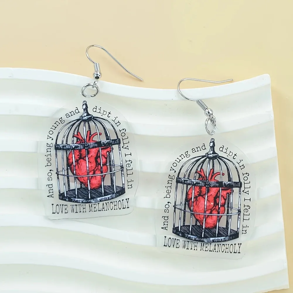 1 Pair Exaggerated Funny Letter Heart Shape Acrylic Drop Earrings display picture 2