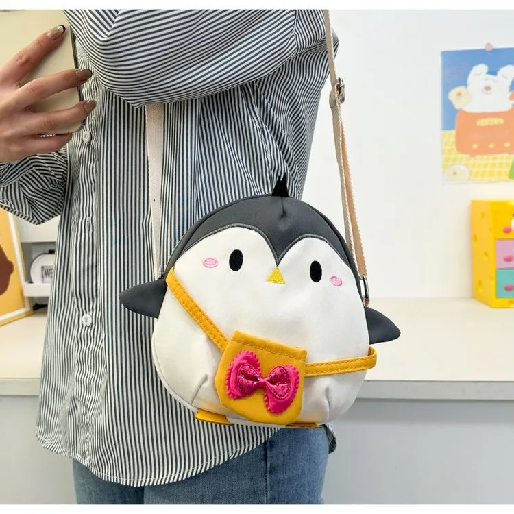 Kid'S Women's Canvas Animal Cartoon Cute Oval Zipper Crossbody Bag display picture 3