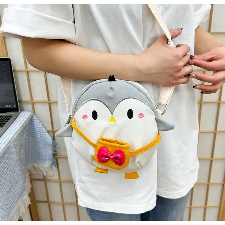 Kid'S Women's Canvas Animal Cartoon Cute Oval Zipper Crossbody Bag display picture 5